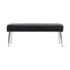 Mid-Century Modern End of Bed Bench with Black PU Leather Seat and Tapered Legs