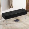 Mid Century Modern Bedroom Bench Ottoman with Black PU Leather Seat