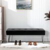 Mid Century Modern Bedroom Bench Ottoman with Black PU Leather Seat