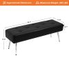 Mid Century Modern Bedroom Bench Ottoman with Black PU Leather Seat