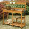 Wooden Potting Bench Work Table-sink Light Oak Finish