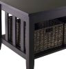 Espresso 2 Tier Coffee Occasional Table with 3 Storage Baskets