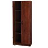 Wardrobe Cabinet with Shelves in Dark Cherry Wood Finish Bedroom Kitchen or Bathroom