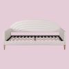 Twin size Mid-Century Modern Off-White Cream Velvet Upholstered Daybed