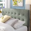 Full size Grey Fabric Button-Tufted Upholstered Headboard