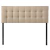 King size Beige Fabric Upholstered Mid-Century Style Headboard