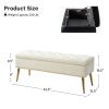 Mid-Century Modern Bed Storage Bench with Ivory Velvet Seat and Gold Legs