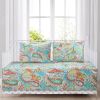 Aqua Paisley Floral 4 Piece Daybed Cover Set