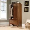 Bedroom Wardrobe Cabinet Storage Armoire in Medium Brown Cherry Wood Finish