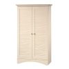 Louver 2-Door Storage Cabinet Bed Bath Armoire Wardrobe in Antique White