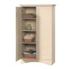 Louver 2-Door Storage Cabinet Bed Bath Armoire Wardrobe in Antique White