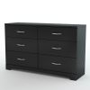 6-Drawer Dresser for Contemporary Bedroom in Black Finish