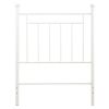 Twin size White Metal Headboard with Simple Lines and Decorative Finals