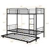 Twin over Twin Bunk bed with Trundle Bed in Black Metal Finish