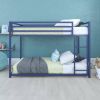 Twin over Twin size Modern Low Height Blue Metal Bunk Bed