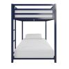 Twin over Twin size Modern Low Height Blue Metal Bunk Bed