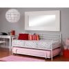 Twin size Roll Out Trundle Bed Frame in White Metal