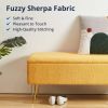 Yellow Sherpa Fabric Upholstered End of Bed Storage Bench with Gold Finish Legs