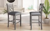 TOPMAX Farmhouse 2 Piece Padded Round Counter Height Kitchen Dining Chairs with Cross Back for Small Places, Gray