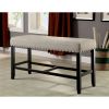 Rustic Charm Beige Linen Like Fabric 1pc Counter Height Bench Dining Room Furniture Nailhead Trim Antique Black Bold Distressed Details Wood