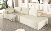 125" Stylish Chaise Lounge Modern Indoor Lounge Sofa Sleeper Sofa with Clean Lines for Living Room, Beige