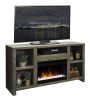 Bridgevine Home Joshua Creek 62 inch Electric Fireplace TV Stand for TVs up to 70 inches, Minimal Assembly, Barnwood Finish