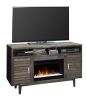 Bridgevine Home Avondale 61 Inch Electric Fireplace TV Console for TVs up to 70 inches, Minimal Assembly, Charcoal-Brown Finish