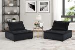 Anna 40" Black Velvet Set of 2 Armless Lounge Chair