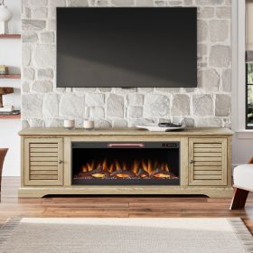 Bridgevine Home Topanga 83 inch Electric Fireplace TV Console for TVs up to 95 inches, Minimal Assembly, Alabaster finish