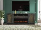 Bridgevine Home Joshua Creek 83 inch Electric Fireplace TV Stand for TVs up to 95 inches, Minimal Assembly, Barnwood Finish