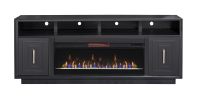 Bridgevine Home Sunset 83 inch Electric Fireplace TV Stand for TVs up to 95 inches, Minimal Assembly, Black Finish