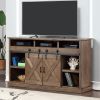 Bridgevine Home Farmhouse 66 inch Electric Fireplace TV Stand for TVs up to 80 inches, Minimal Assembly, Barnwood Finish