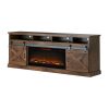 Bridgevine Home Farmhouse 93 inch Electric Fireplace TV Stand for TVs up to 100 inches, Minimal Assembly, Aged Whiskey Finish