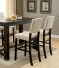 Antique Black Wooden 5pc Counter Height Dining Bar Set Table And 4x Chairs Ivory Linen Like Fabric Cushions Nailhead Trim Bar Chairs