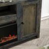 Bridgevine Home Joshua Creek 83 inch Electric Fireplace TV Stand for TVs up to 95 inches, Minimal Assembly, Barnwood Finish