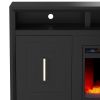 Bridgevine Home Sunset 83 inch Electric Fireplace TV Stand for TVs up to 95 inches, Minimal Assembly, Black Finish