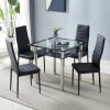 4pcs Elegant Assembled Stripping Texture High Backrest Dining Chairs Black Replace encoding 13028198-18410366