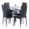 4pcs Elegant Assembled Stripping Texture High Backrest Dining Chairs Black Replace encoding 13028198-18410366