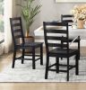 Modern Contemporary Black White 7pc Dining Set Table and 6 Side Chairs Set Wooden Kitchen Dining Furniture Casual Style