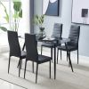 4pcs Elegant Assembled Stripping Texture High Backrest Dining Chairs Black Replace encoding 13028198-18410366