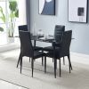 4pcs Elegant Assembled Stripping Texture High Backrest Dining Chairs Black Replace encoding 13028198-18410366