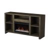 Bridgevine Home Joshua Creek 62 inch Electric Fireplace TV Stand for TVs up to 70 inches, Minimal Assembly, Barnwood Finish