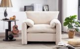 Modern Style Chenille Oversized Armchair Accent Chair Single Sofa Lounge Chair 38.6'' W for Living Room, Bedroom,Cream