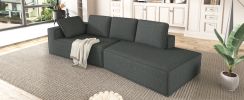 125" Stylish Chaise Lounge Modern Indoor Lounge Sofa Sleeper Sofa with Clean Lines for Living Room, Grey