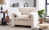 Modern Style Chenille Oversized Armchair Accent Chair Single Sofa Lounge Chair 38.6'' W for Living Room, Bedroom,Cream