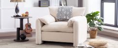 Modern Style Chenille Oversized Armchair Accent Chair Single Sofa Lounge Chair 38.6'' W for Living Room, Bedroom,Cream