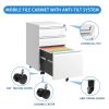 3 Drawer Mobile File Cabinet with Lock,Metal Filing Cabinets for Home Office Organizer Letters/Legal/A4,Fully Assembled,White