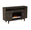 Bridgevine Home Avondale 61 Inch Electric Fireplace TV Console for TVs up to 70 inches, Minimal Assembly, Charcoal-Brown Finish