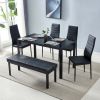 4pcs Elegant Assembled Stripping Texture High Backrest Dining Chairs Black Replace encoding 13028198-18410366