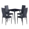 4pcs Elegant Assembled Stripping Texture High Backrest Dining Chairs Black Replace encoding 13028198-18410366